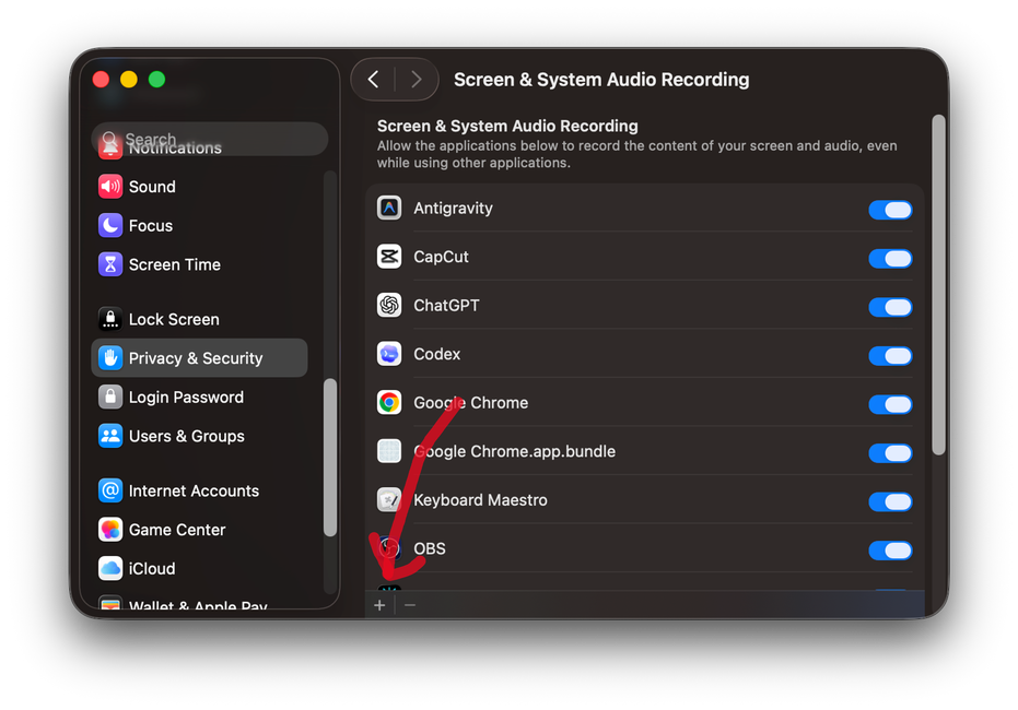 macOS plus button flow for adding COALA-LiVE